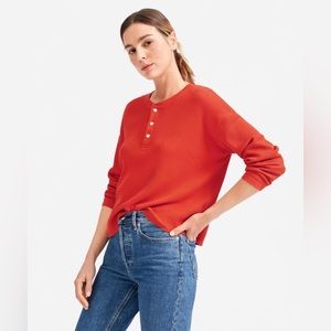 Everlane Organic Cotton Waffle Henley in Red Size S